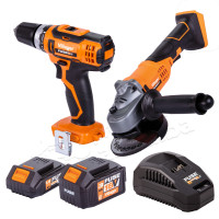 Villager AKU SET bušilica VLN 3220 + brusilica VLN 4320, FUSE  baterija 1.5Ah, FUSE baterija 3Ah, FUSE punjač 2.4A